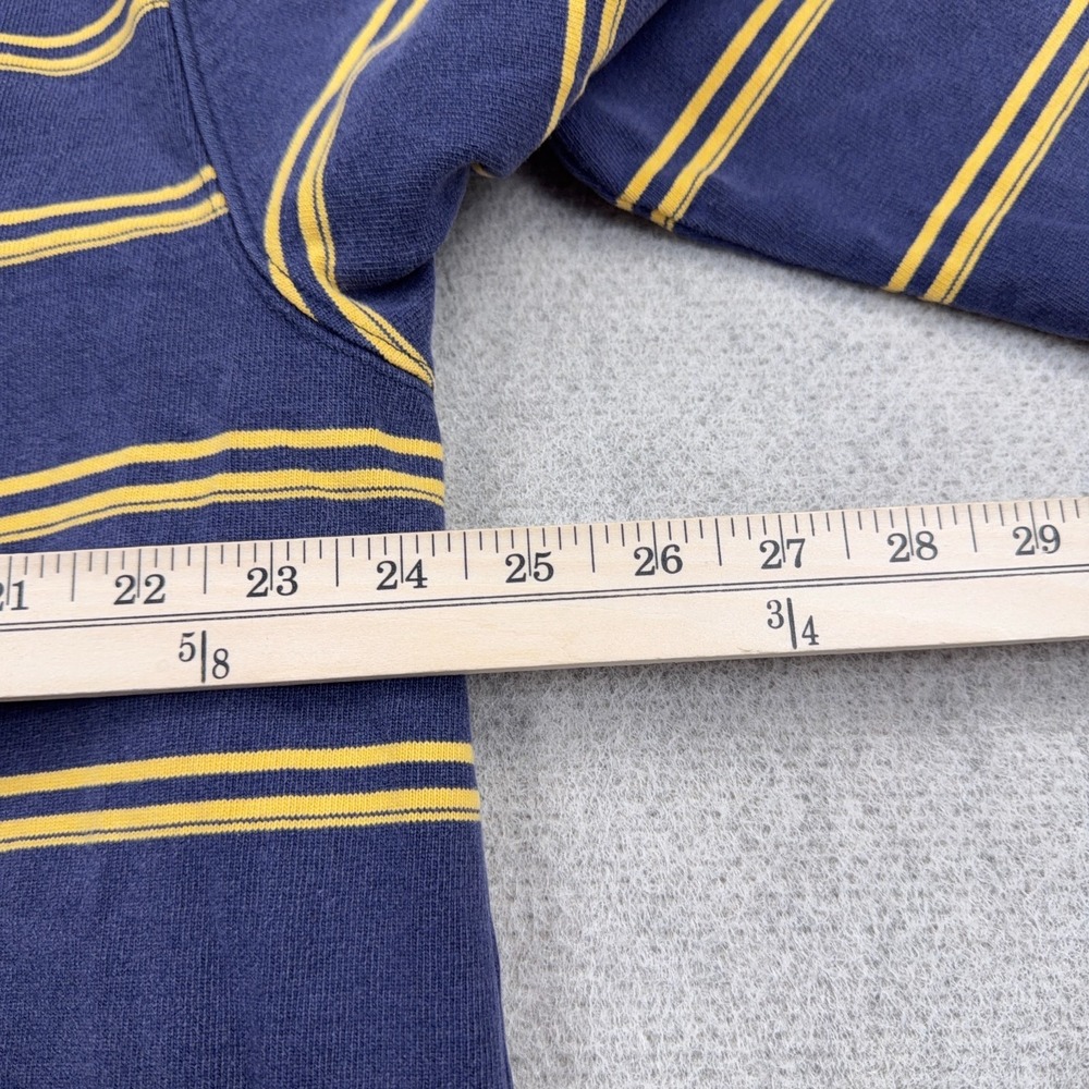 LL Bean Rugby Polo Shirt Men XL Blue Yellow Striped Long Sleeve VTG White Collar - Picture 10 of 12